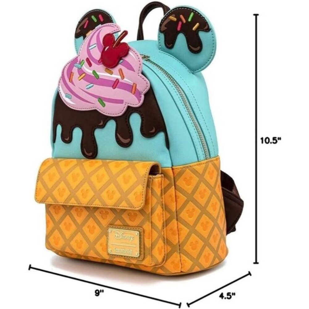 🆕Loungefly Women Disney Mickey and Minnie Mouse Sweets Ice Cream Mini Backpack - Picture 6 of 10